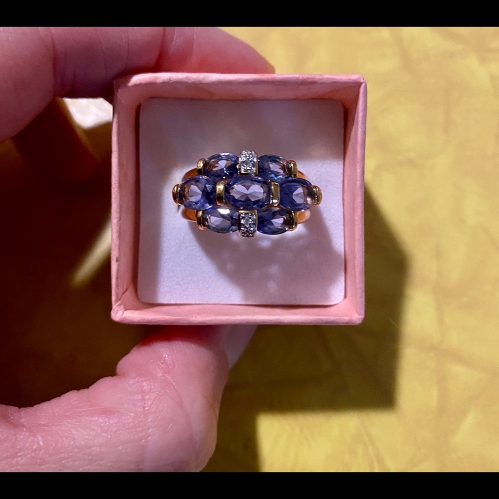 Gold over 925 Tanzanite and diamond ring